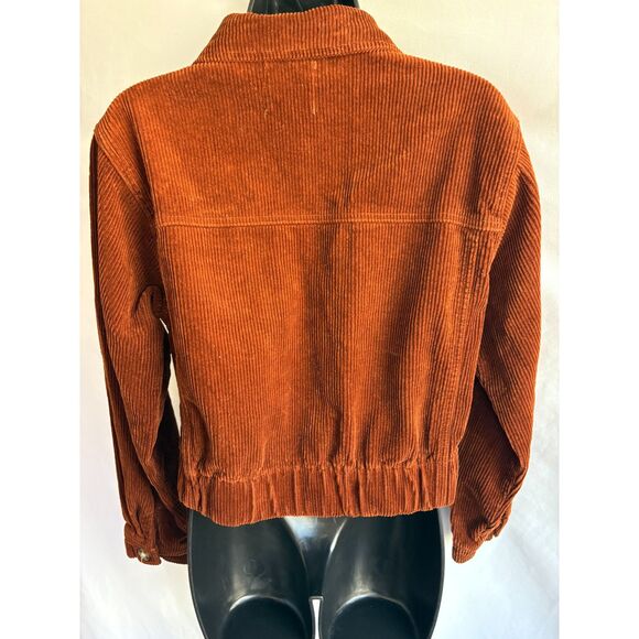 Tgla Rust Orange Brown Cropped Corduroy Jacket Size S Retro 80s 70s Moto Classic - Picture 5 of 9